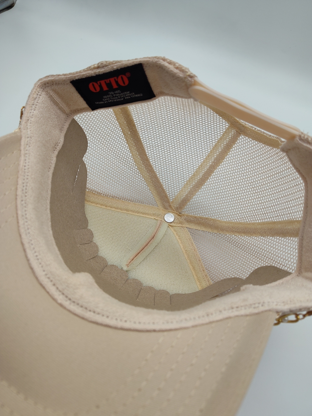 Handmade LV Monogram Heart Custom Trucker Hat Pearl Chain Crystal Beige - Picture 4 of 5